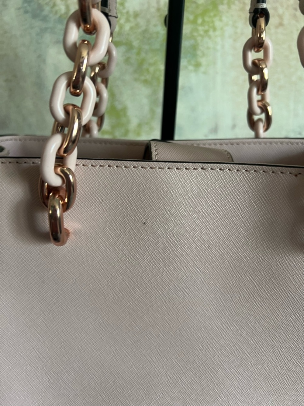Michael Kors Blush Pink Saffiano Shoulder Tote with Rose Gold Chain Detail - Picture 6 of 13